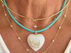 Nantucket White Heart Necklace on Leather